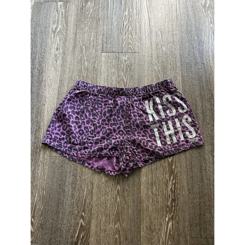 Victoria's Secret Pink Purple Cheetah Kiss This Shorts Y2K Indie Tumblr